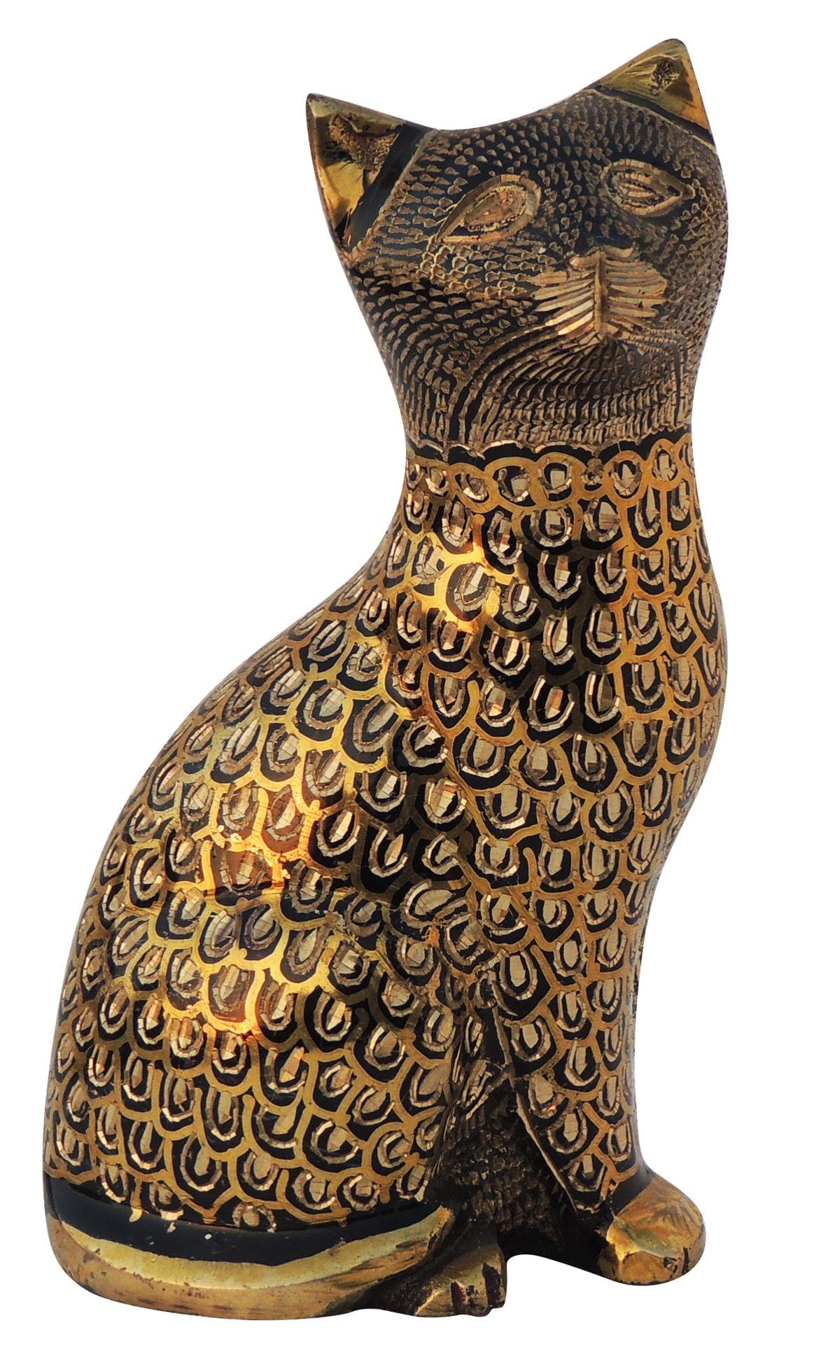 Brass Table Decor Cat — 6"