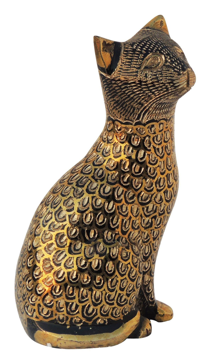 Brass Table Decor Cat — 6"