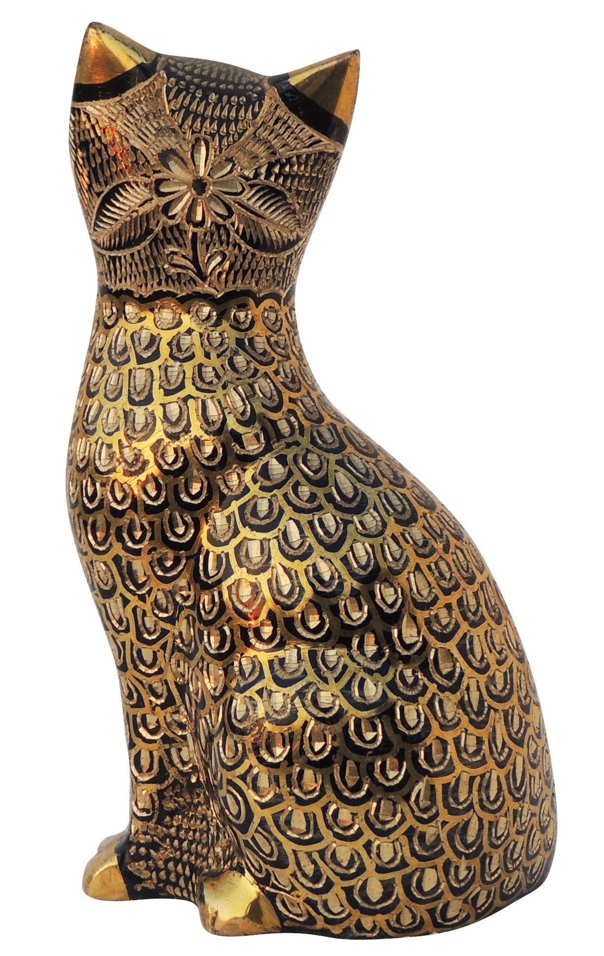 Brass Table Decor Cat — 6"