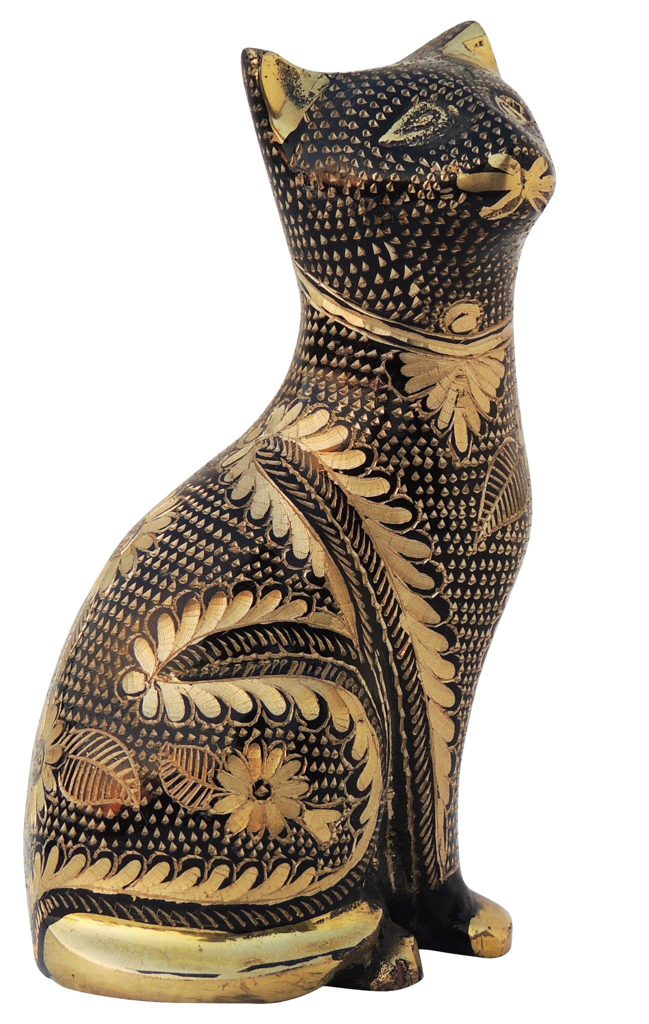 Brass Table Decor Cat - 3*2.5*6* Inch