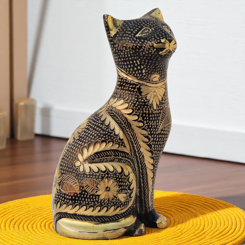 Brass Table Decor Cat - 3*2.5*6* Inch
