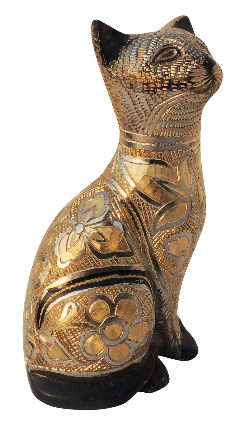 Brass Table Decor Cat — 6"