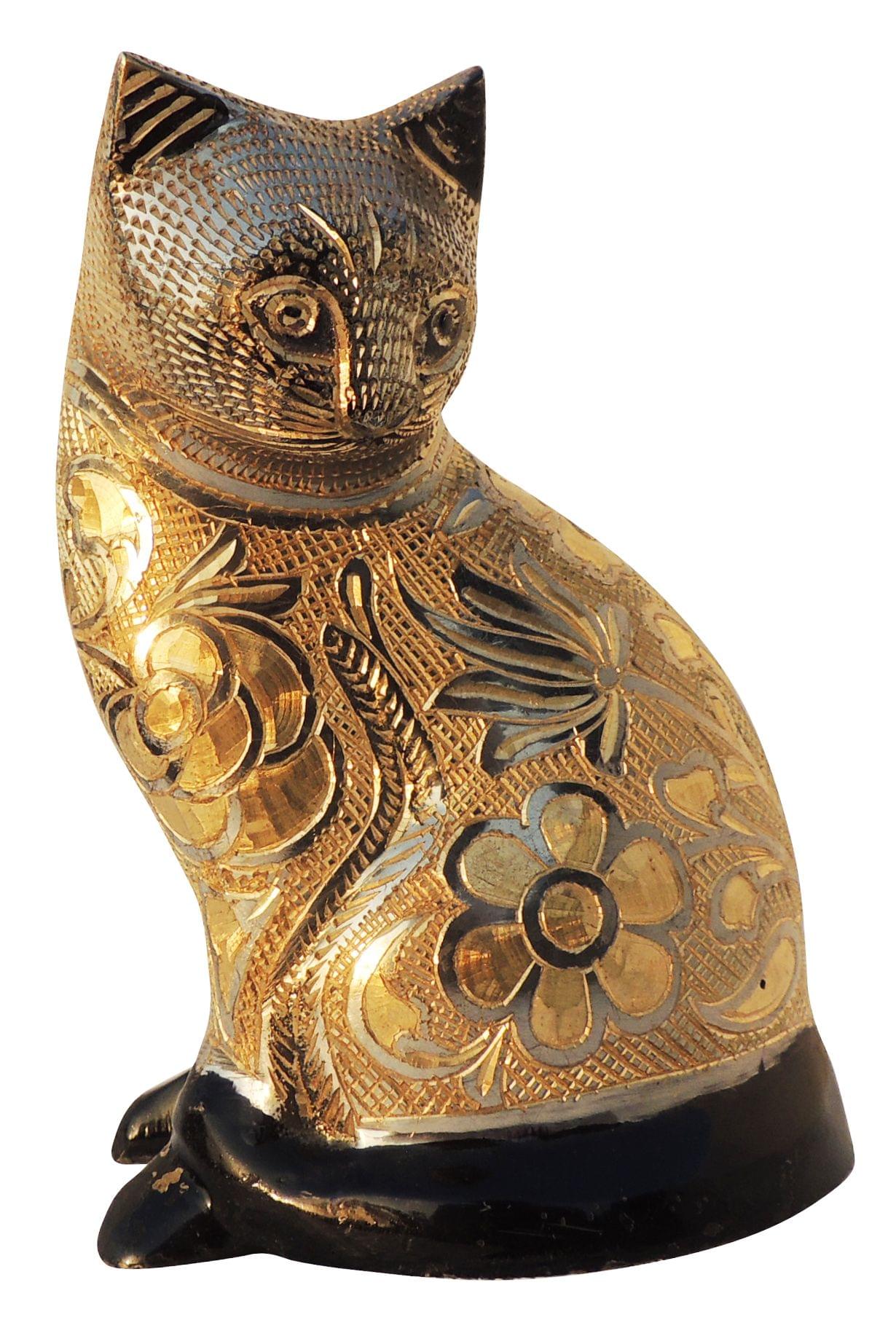 Brass Table Decor Cat — 6"