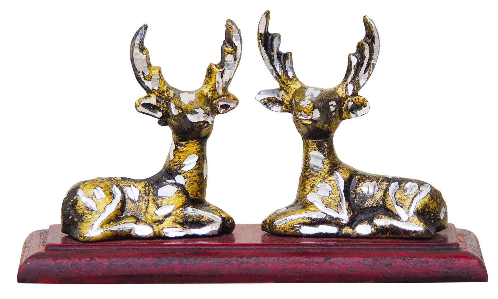 Brass Zinc Deer Pair Wooden — 3"