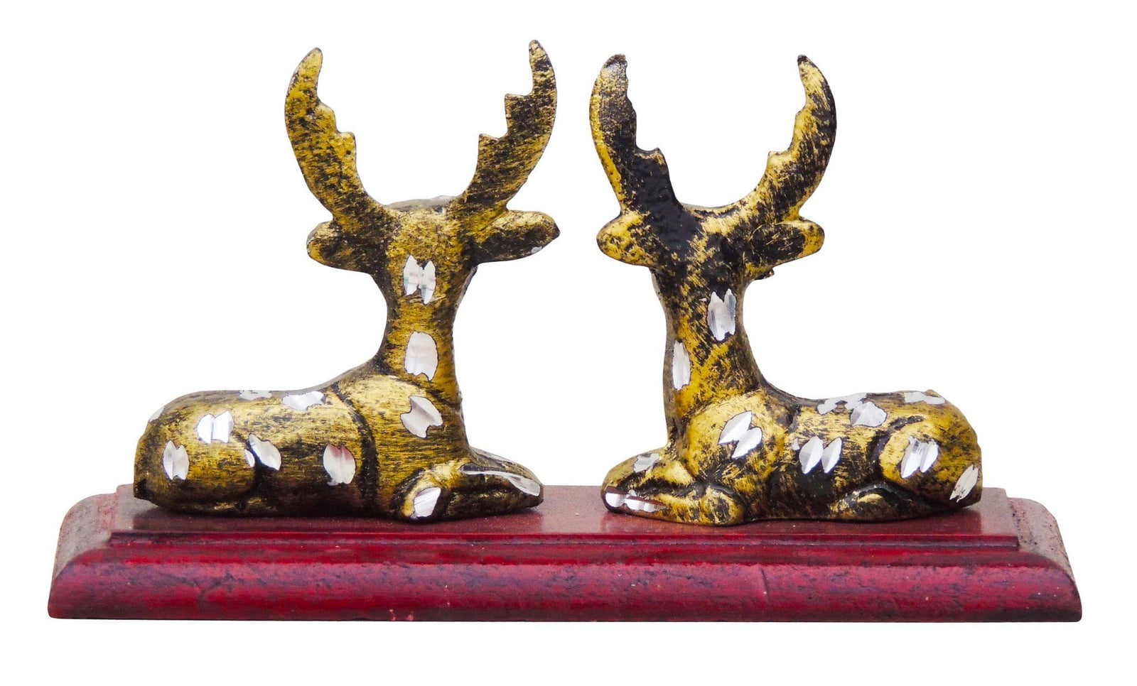 Brass Zinc Deer Pair Wooden — 3"