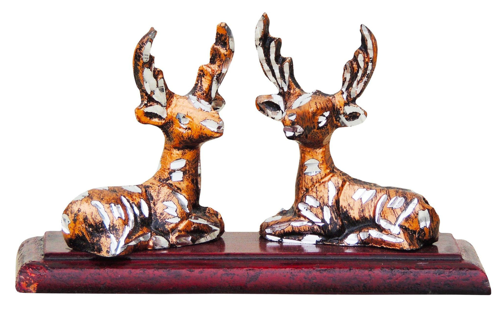 Brass Zinc Deer Pair Wooden — 3"