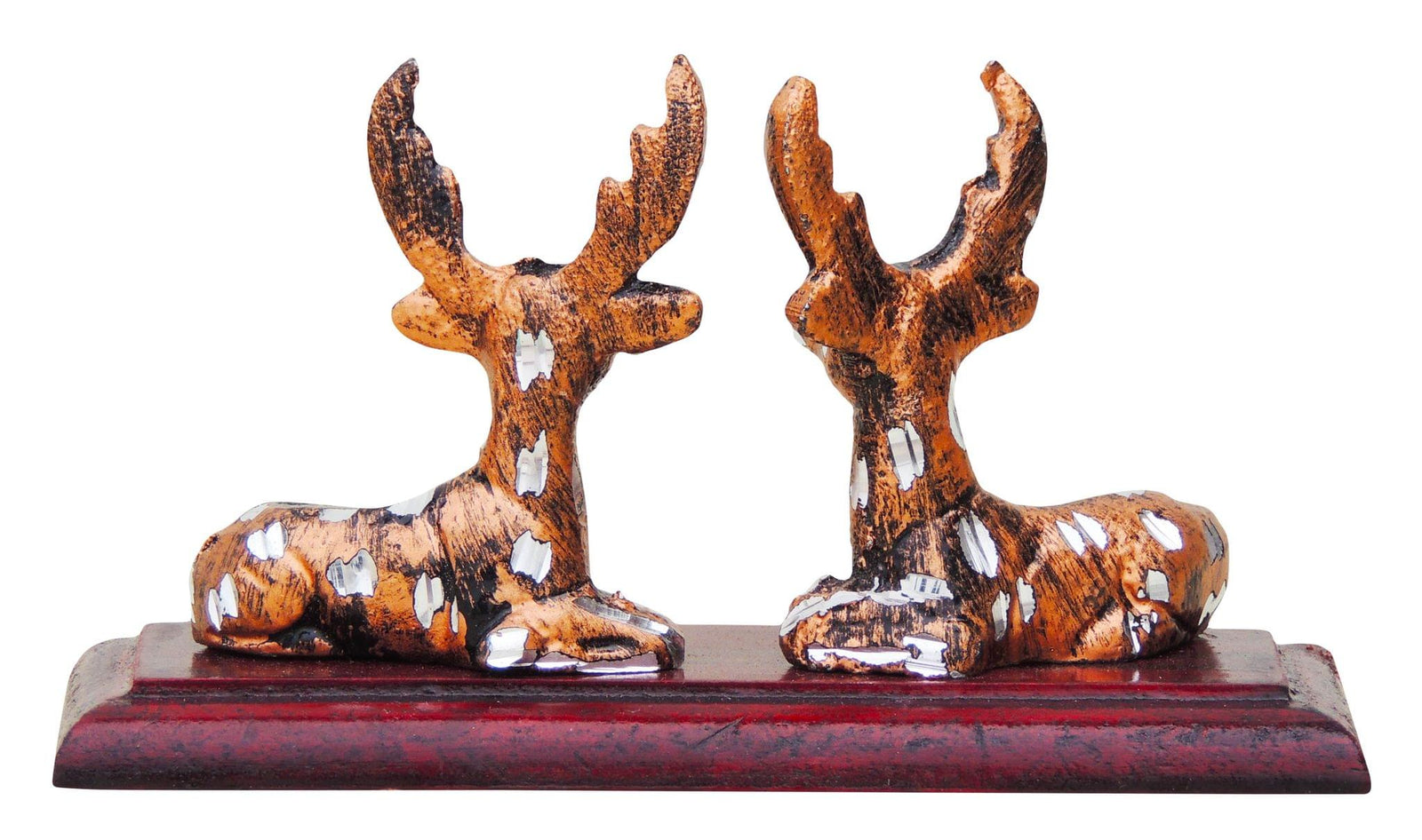 Brass Zinc Deer Pair Wooden — 3"