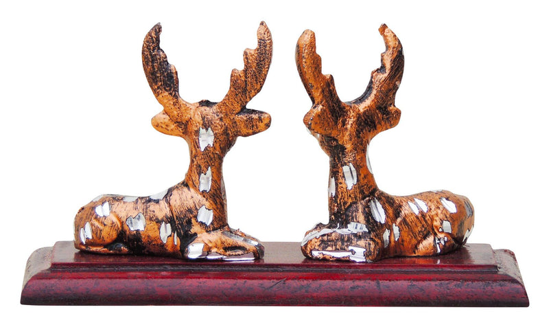 Brass Zinc Deer Pair Wooden — 3"