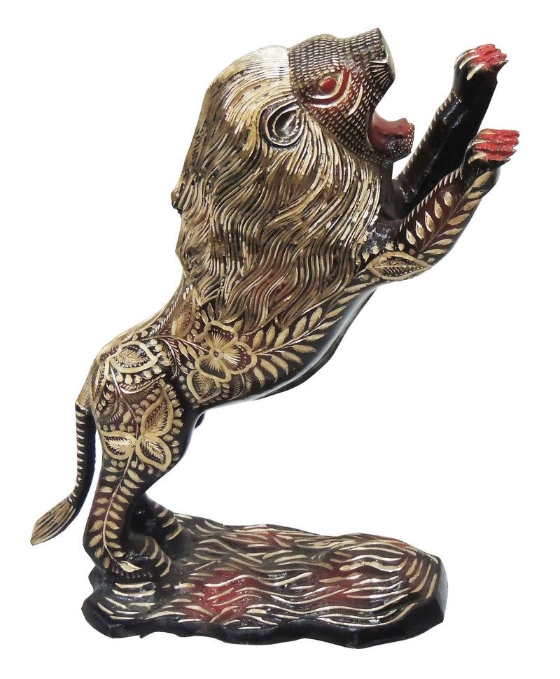 Brass Jumping Lion — 11.5"