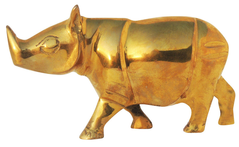 Brass Table Decor Rhino, Ganda — 3.2"