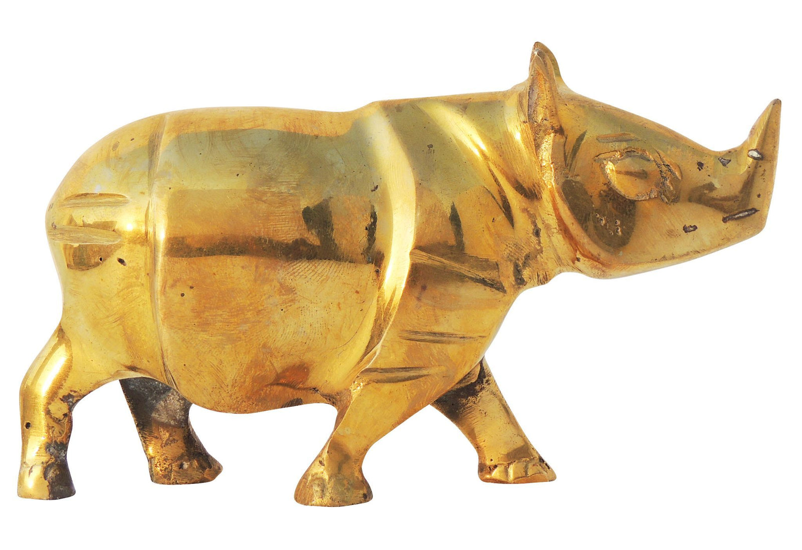 Brass Table Decor Rhino, Ganda — 3.2"