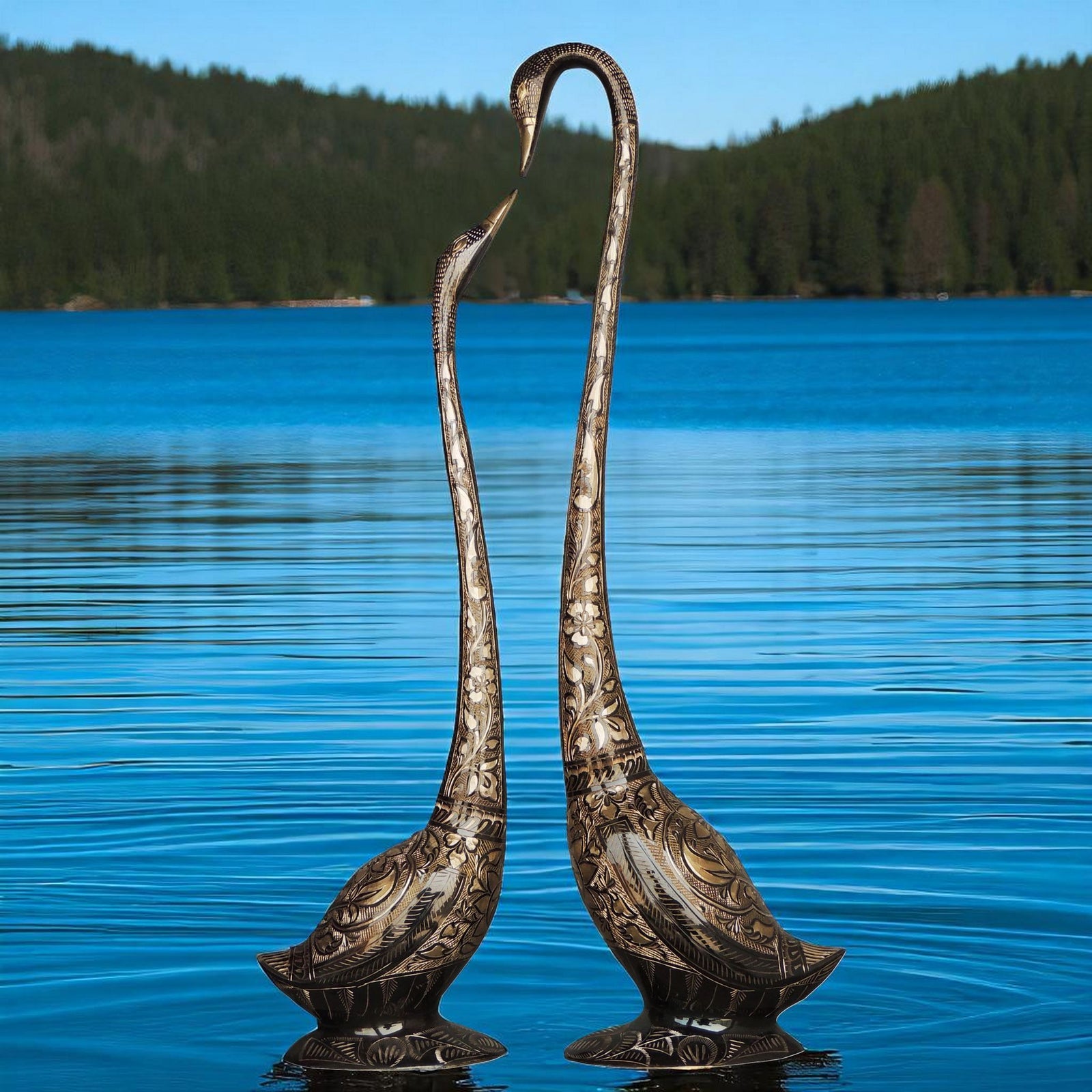 Brass Duck Pair , Medium — 30.7"