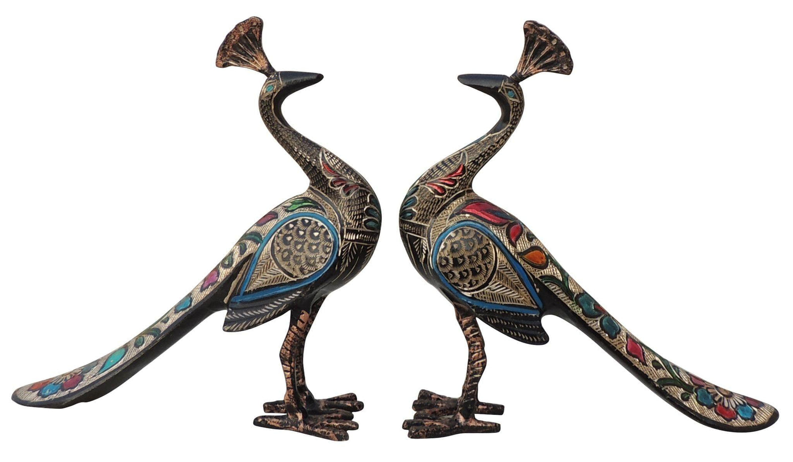 Brass Decor Peacock Pair — 9.2"