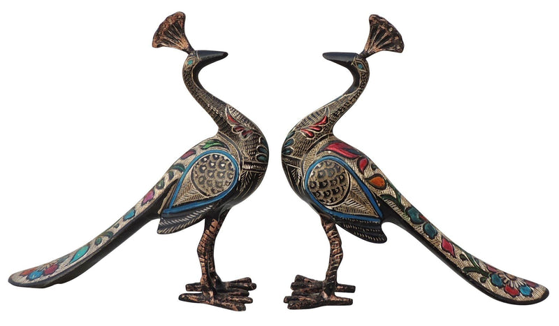Brass Decor Peacock Pair — 9.2"