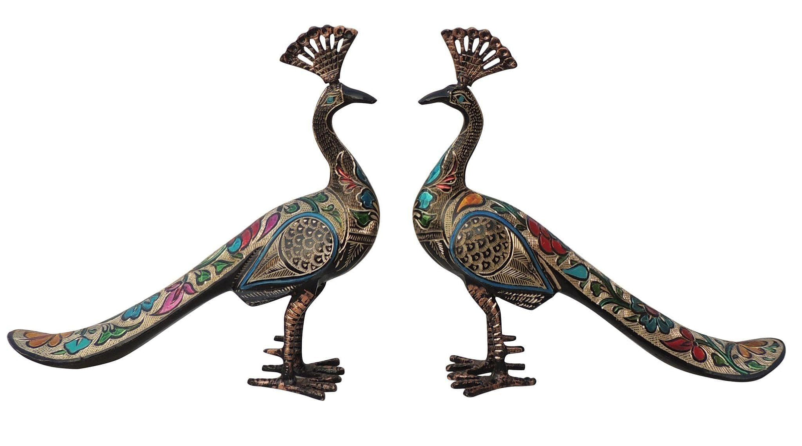 Brass Decor Peacock Pair — 10.5"