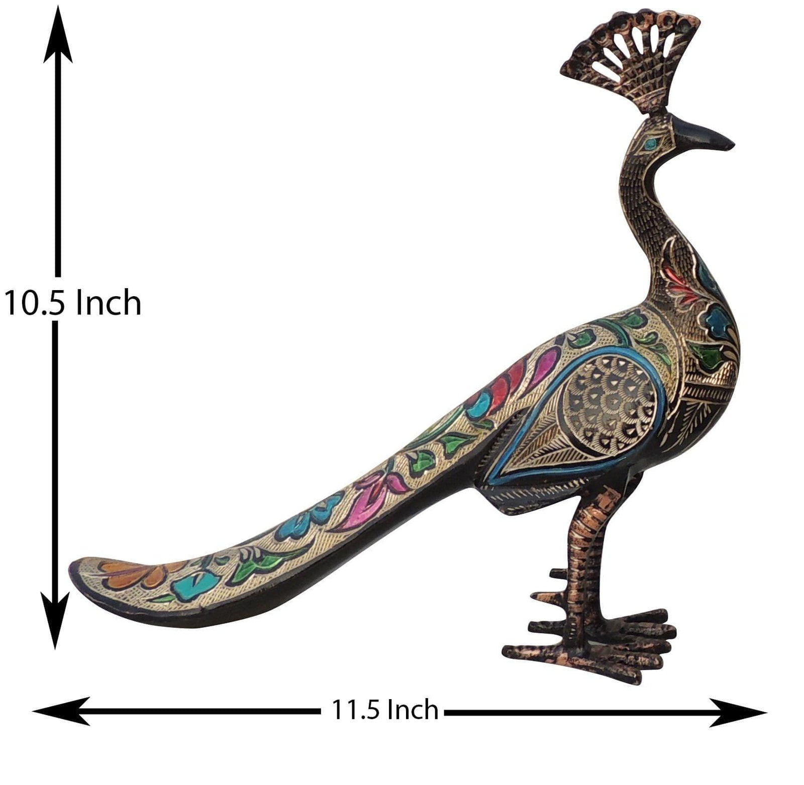 Brass Decor Peacock Pair — 10.5"