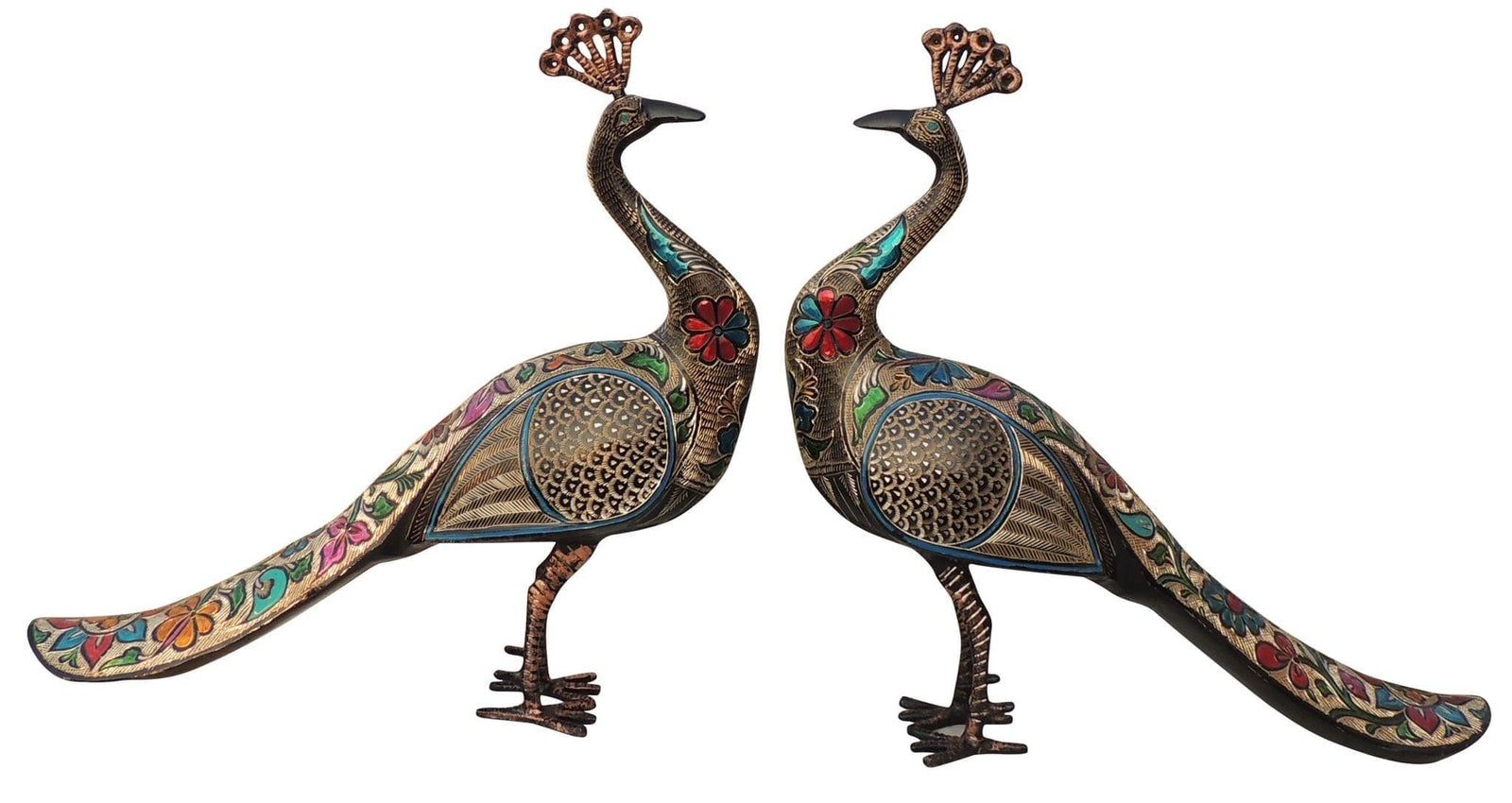 Brass Decor Peacock Pair — 16.5"