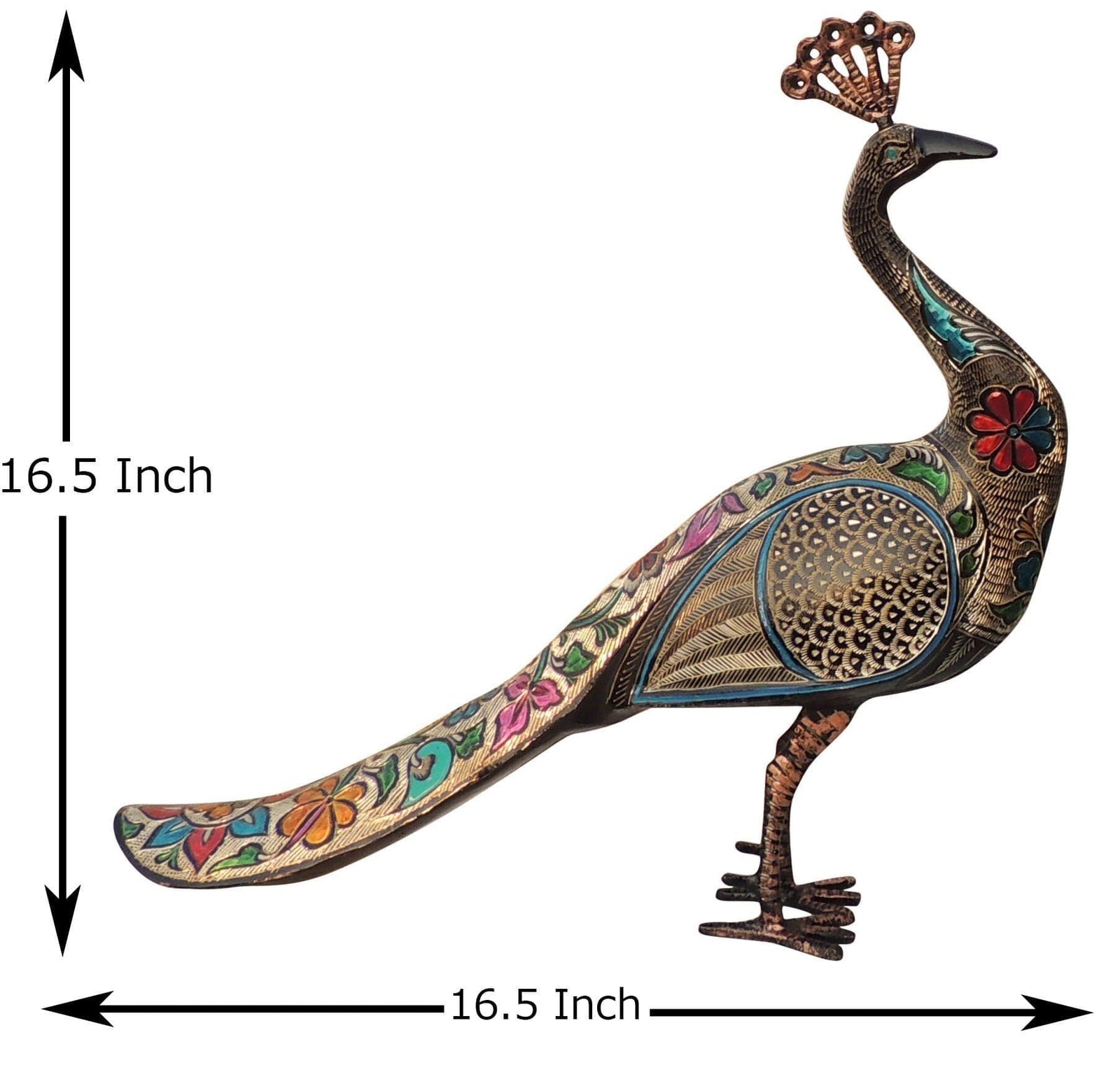 Brass Decor Peacock Pair — 16.5"