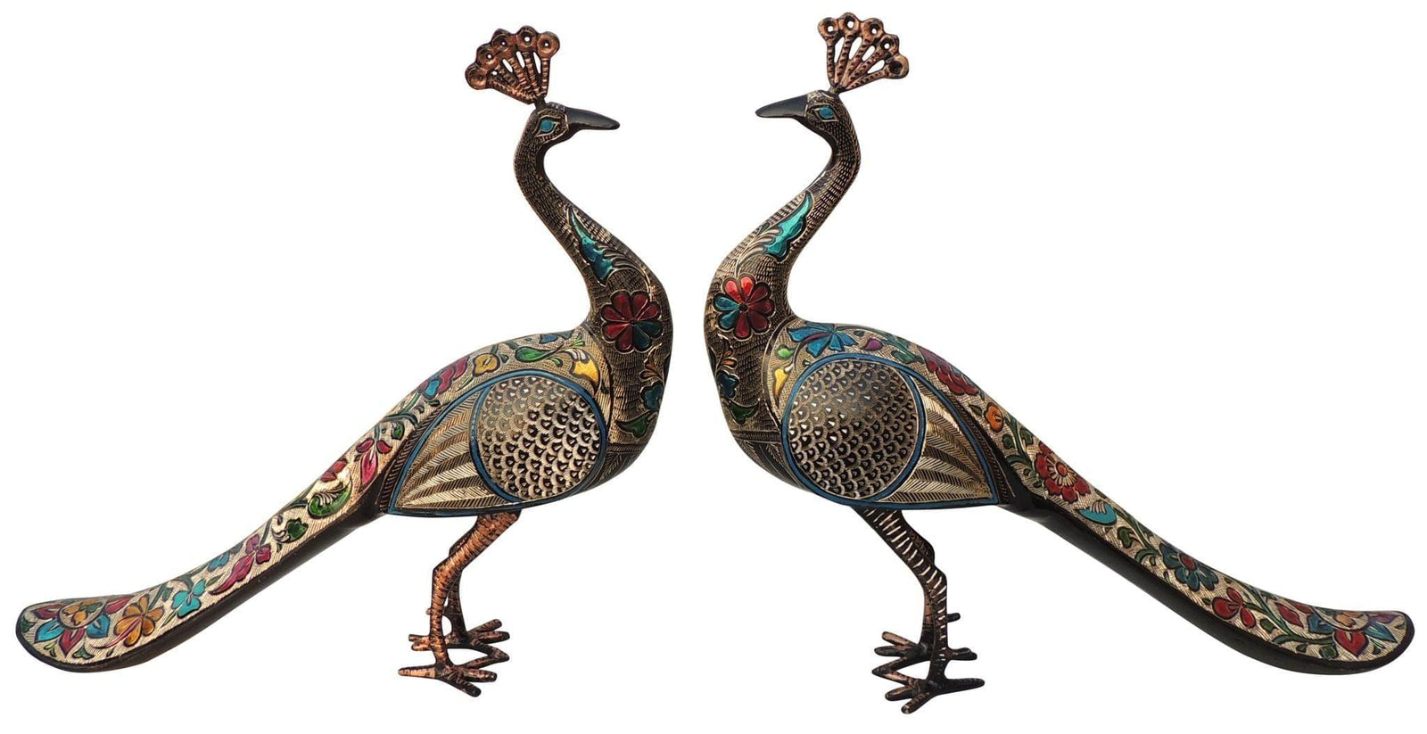 Brass Decor Peacock Pair — 17.5"