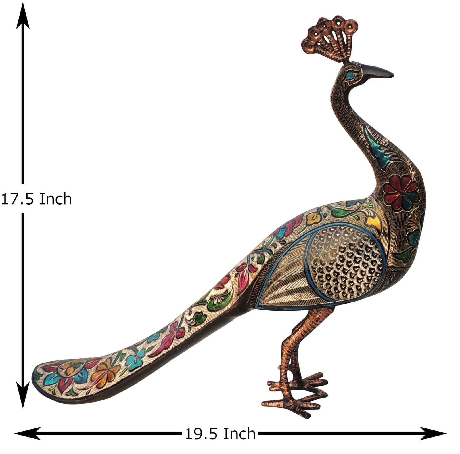 Brass Decor Peacock Pair — 17.5"