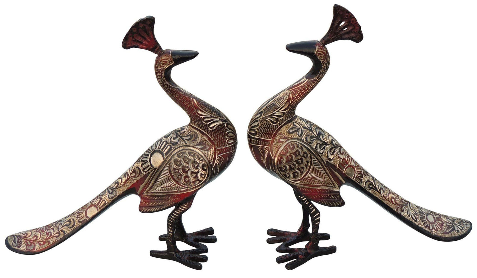 Brass Peacock Pair — 9.2"