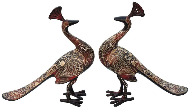 Brass Peacock Pair — 9.2"