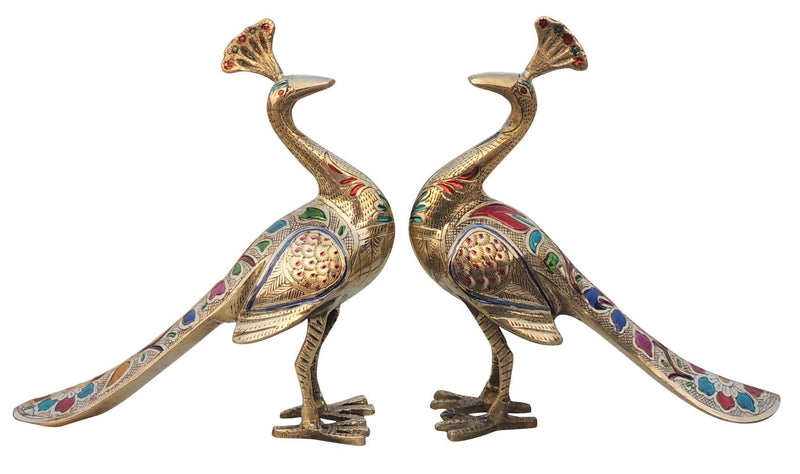 Brass Peacock Pair — 9.2"