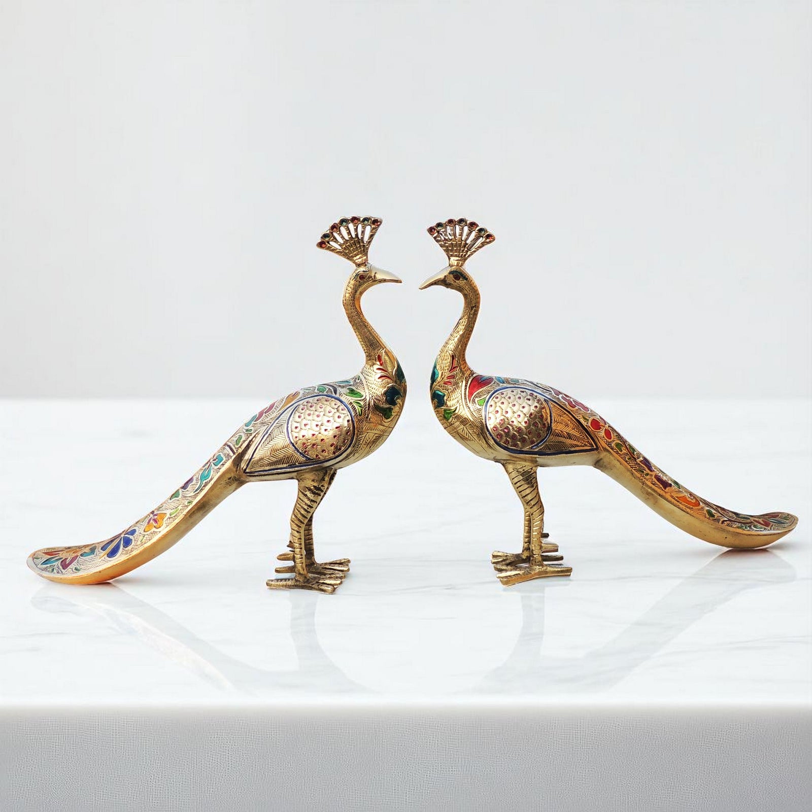 Brass Peacock Pair — 13"