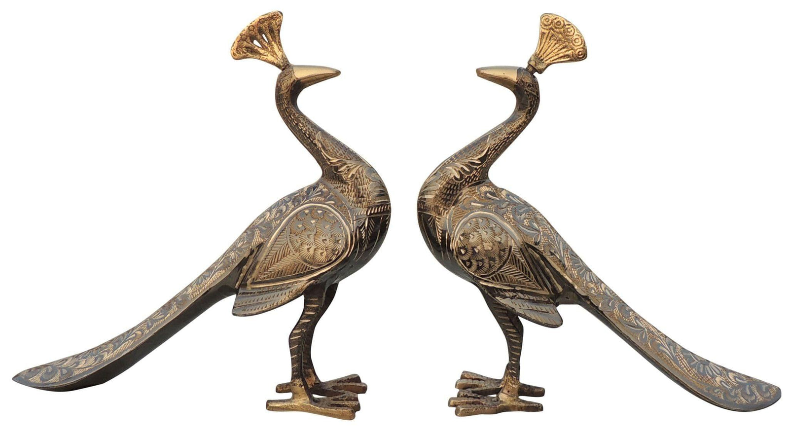 Brass Peacock Pair — 9.2"