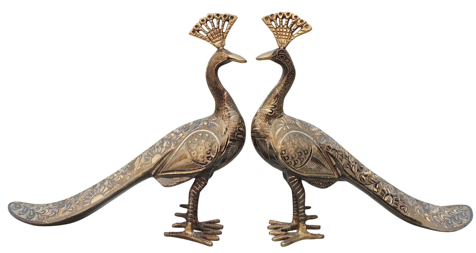 Brass Peacock Pair — 10.5"