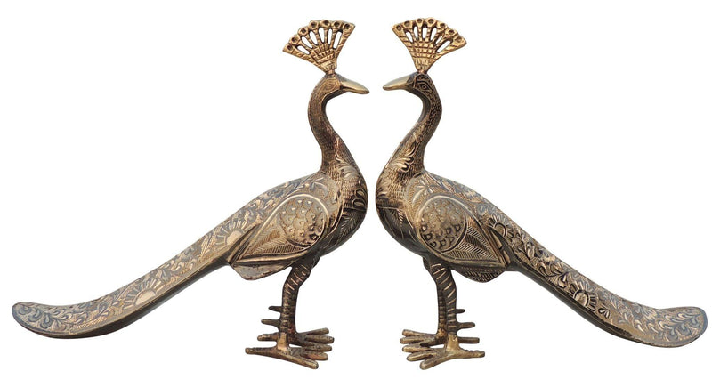 Brass Peacock Pair — 10.5"