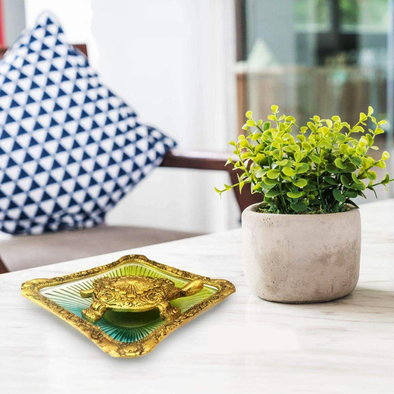 Brass Tortoise StatueWith Square Glass Tray — 1.5"