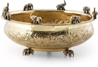 Brass Elephant Urli — 6"