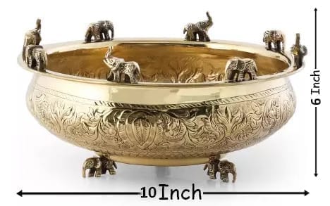 Brass Elephant Urli — 6"