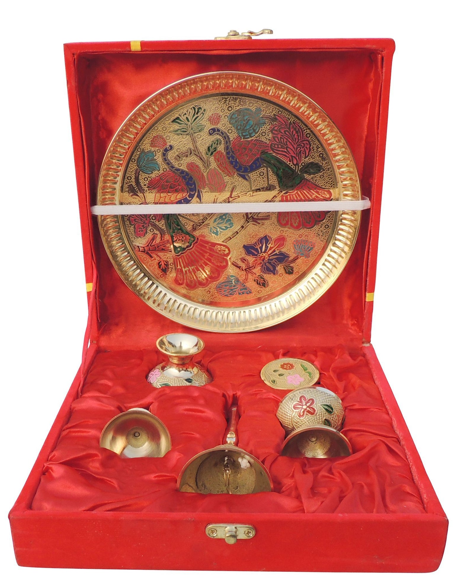 Brass Puja Thali Set Valvet Box
