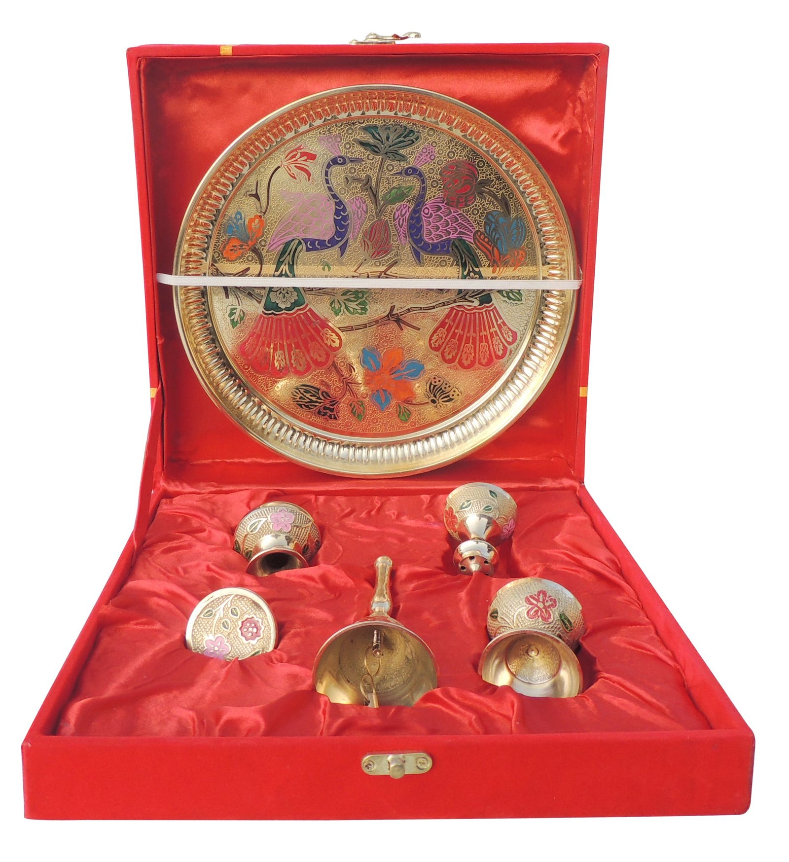 Brass Puja Thali Set Valvet Box