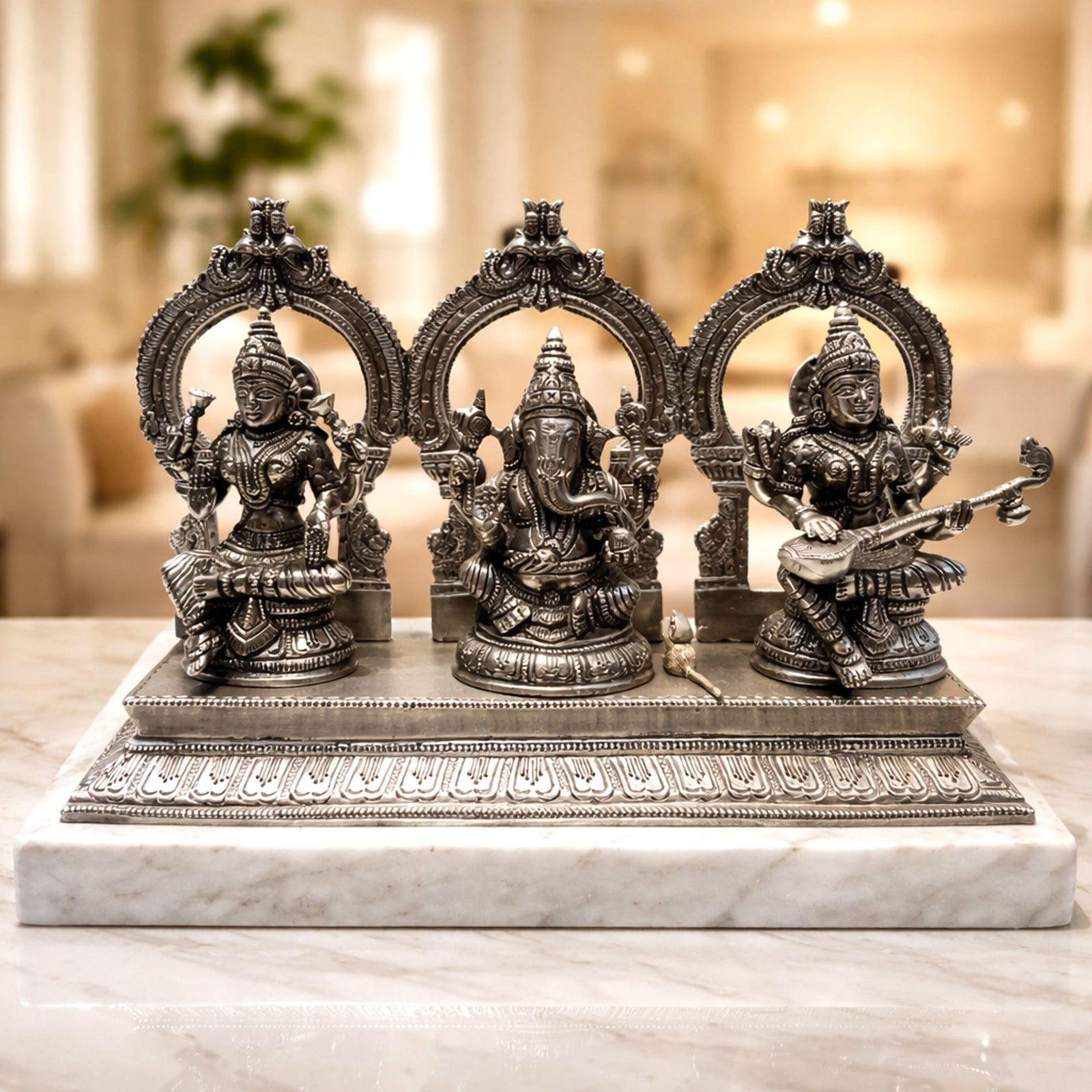 Brass Lakshmi-Ganesh Set — 8"