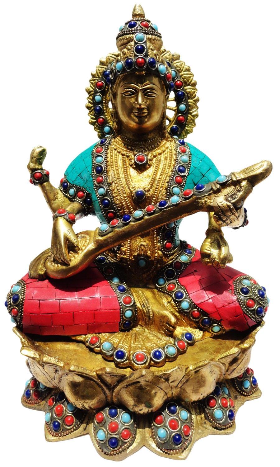 Brass Saraswati — 10.5"