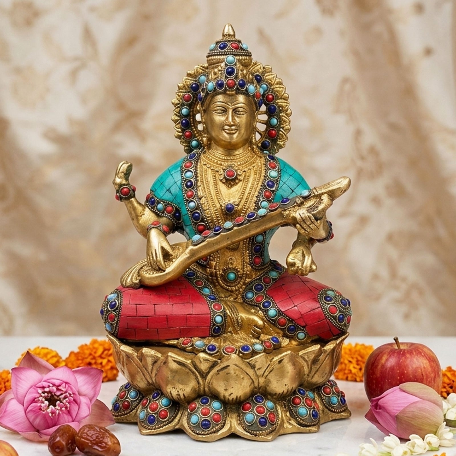 Brass Saraswati — 10.5"