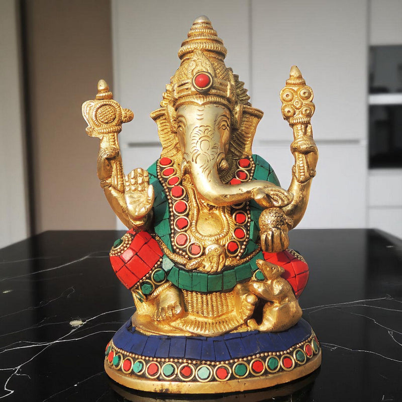 Brass Ganesh — 6"