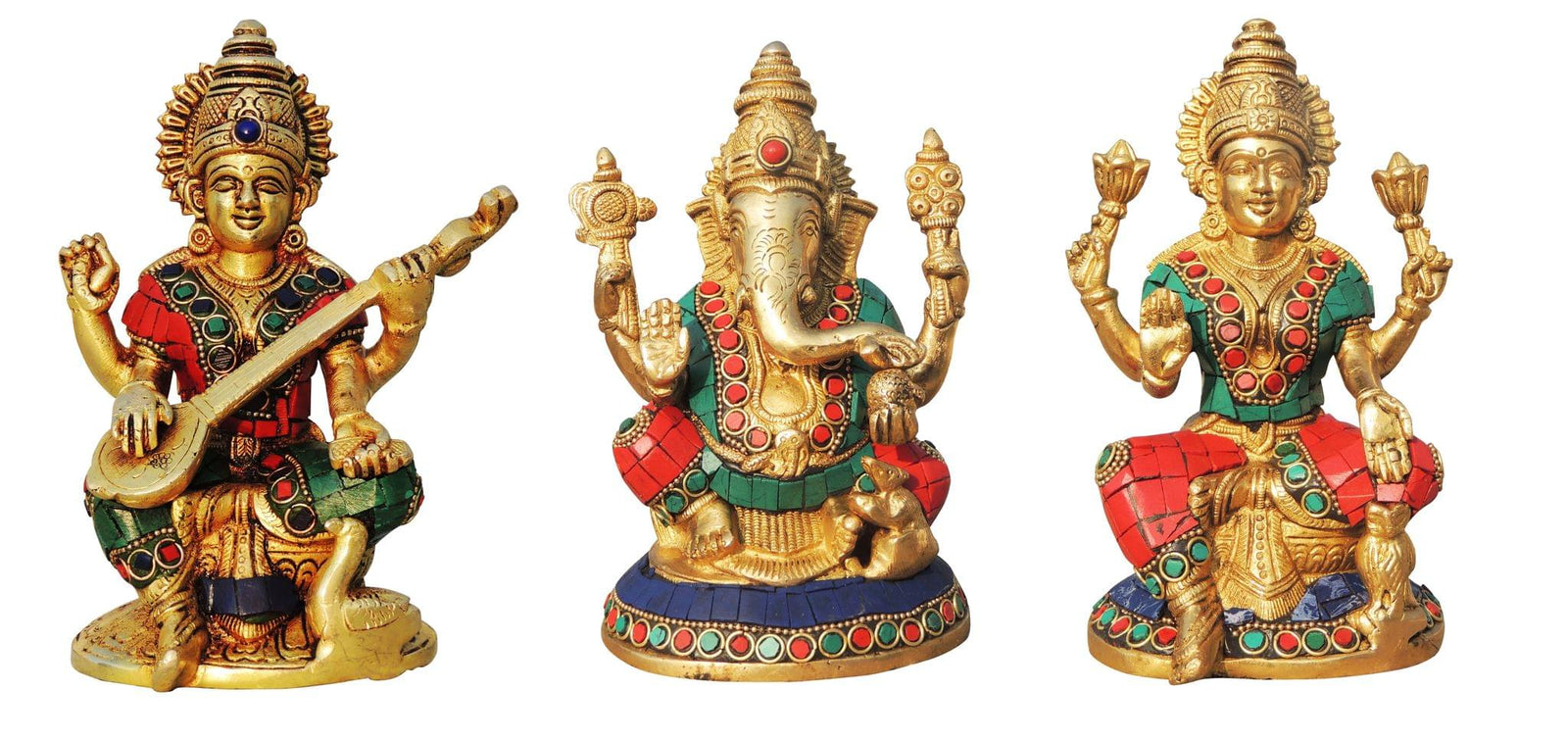 Brass Lakshmi-Ganesh Set — 6.5"