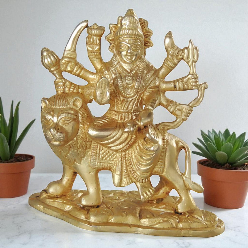 Brass Durga, Sitting — 4"
