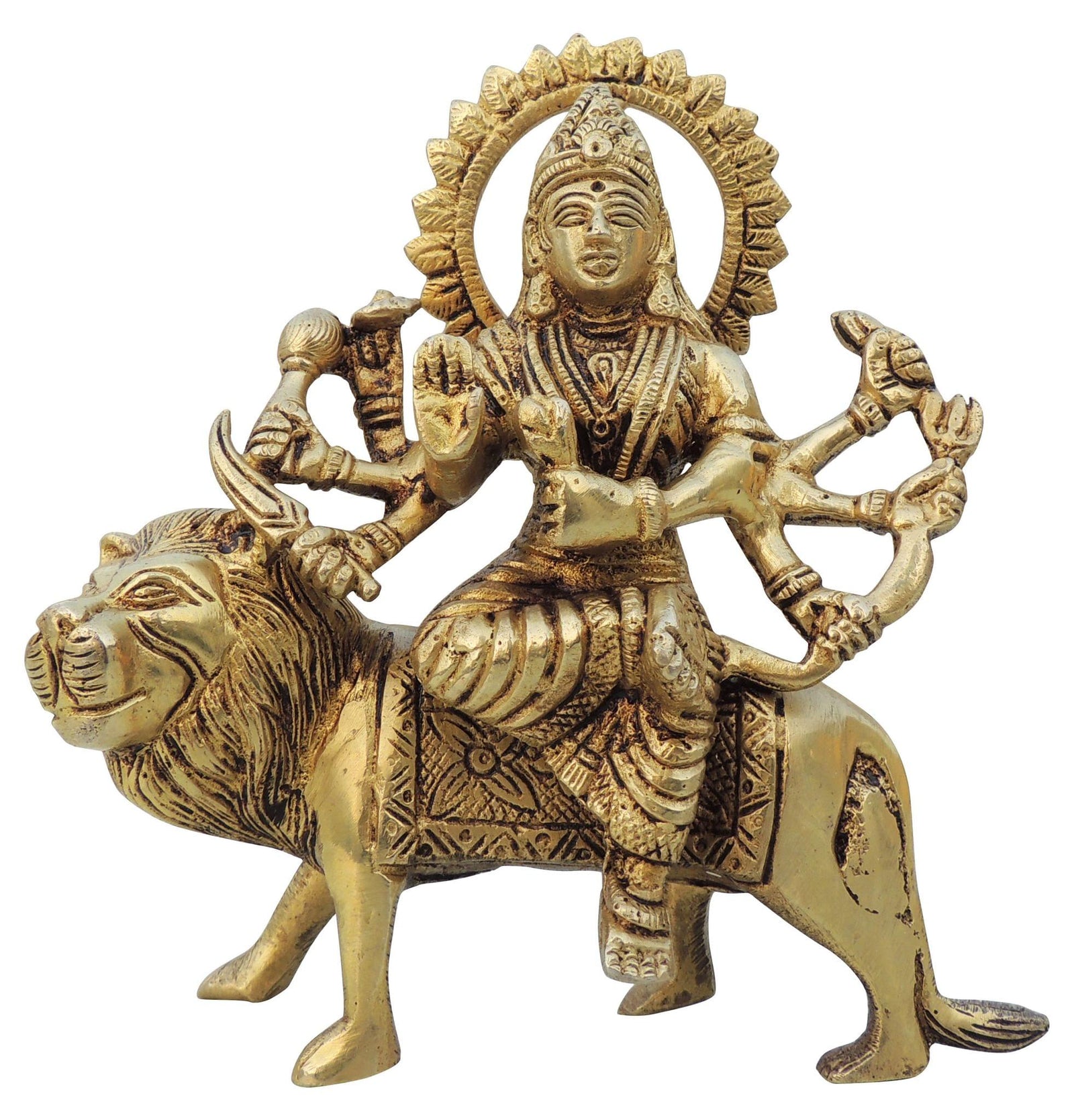 Brass Durga, Sitting — 6"