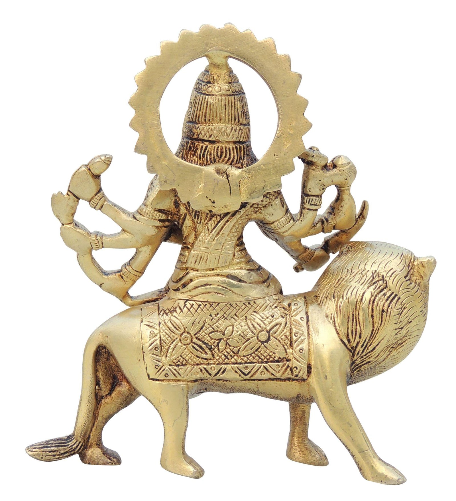 Brass Durga, Sitting — 6"