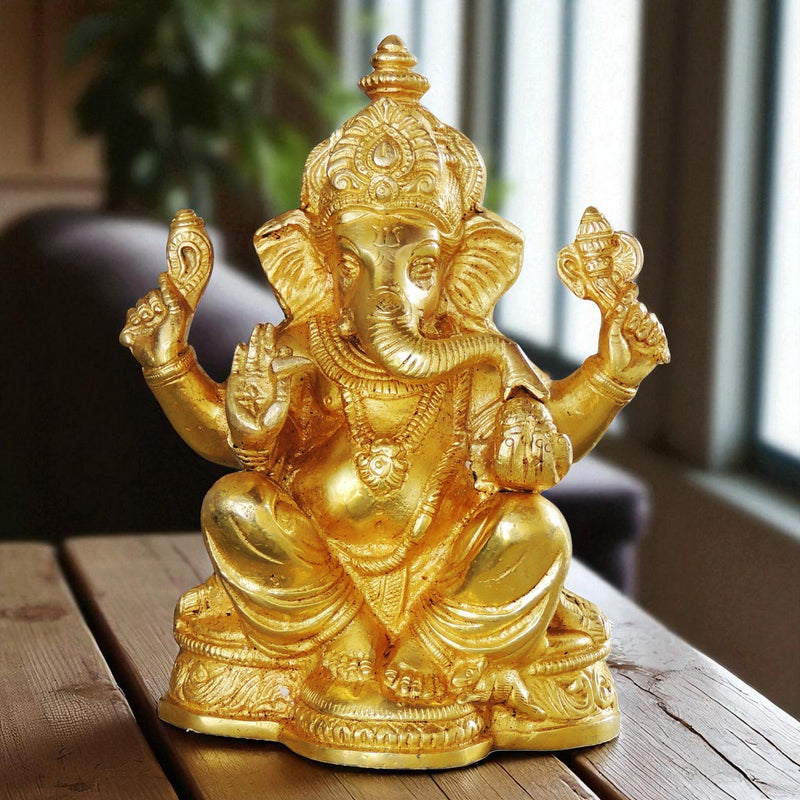 Brass Ganesh — 7"