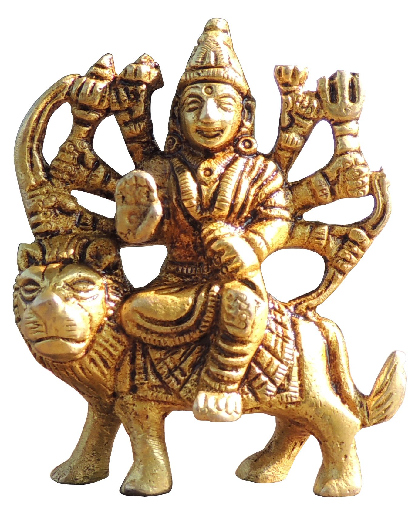 Brass Durga, Sitting — 3"