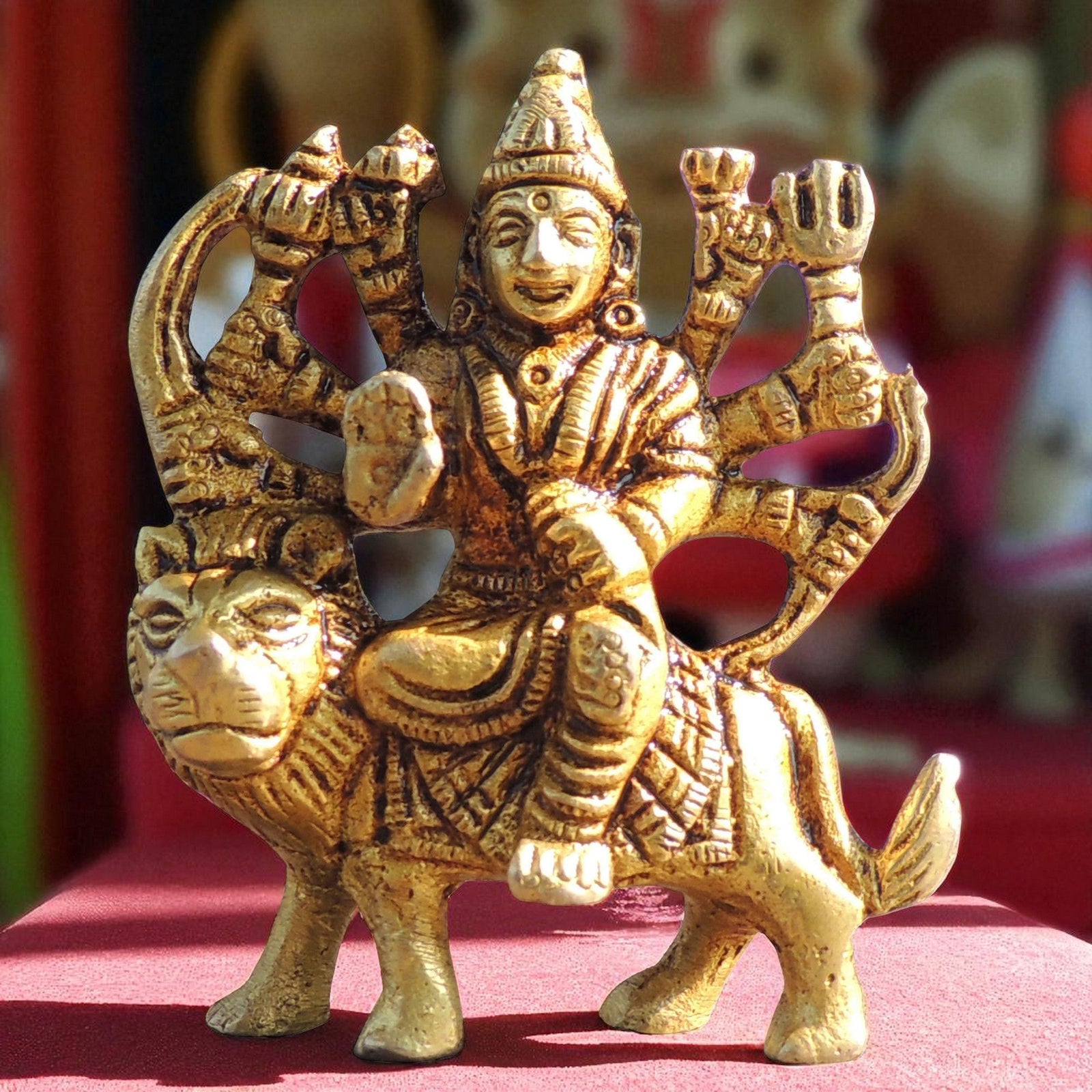 Brass Durga, Sitting — 3"