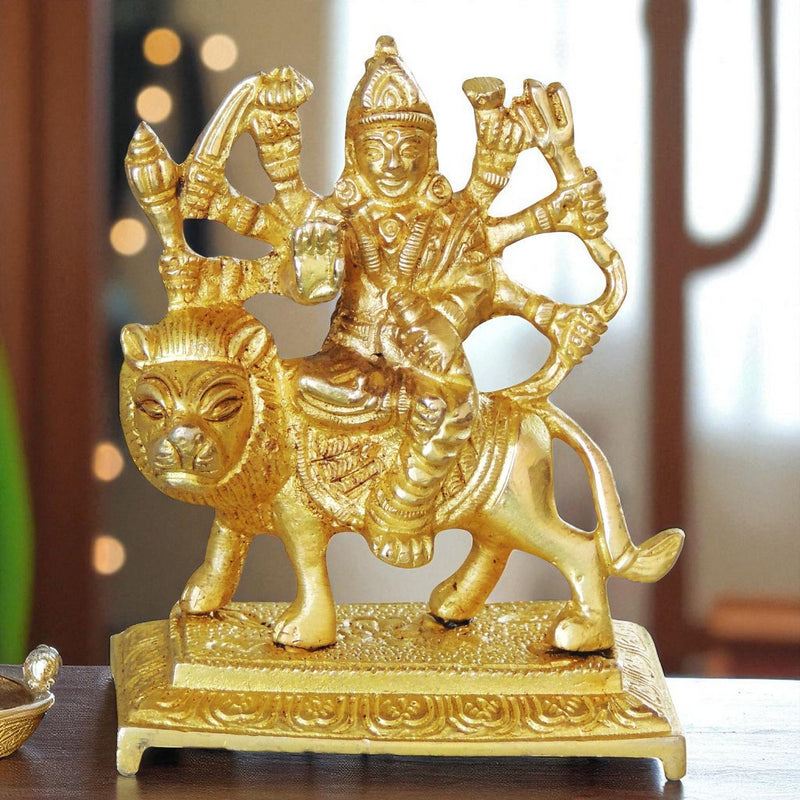 Brass Durga, Sitting — 3.5"