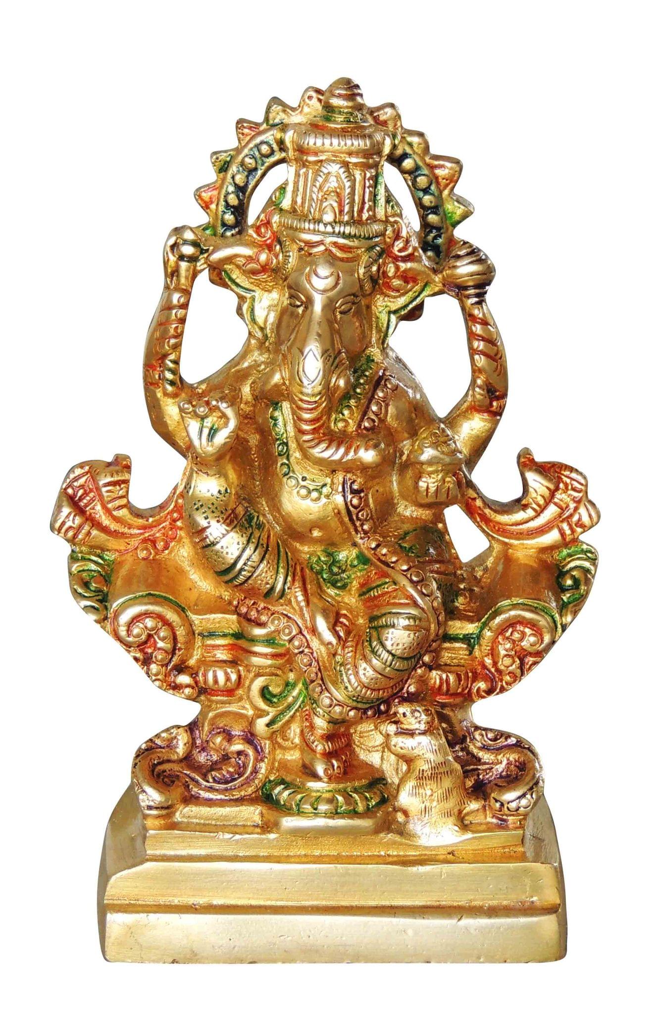 Brass Ganesh — 6.8"