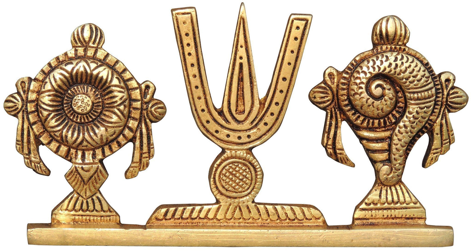 Brass Shankh Chakra Namah — 3"